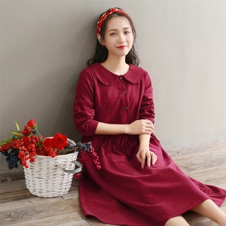 ĐẦM THẮT EO ĐỎ ĐÔ CỔ SEN