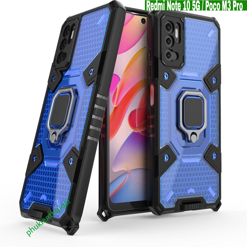 Ốp lưng Redmi Note 10 5G / Poco M3 Pro tổ Ong Iring không gian mới chống sốc giá đỡ xem phim