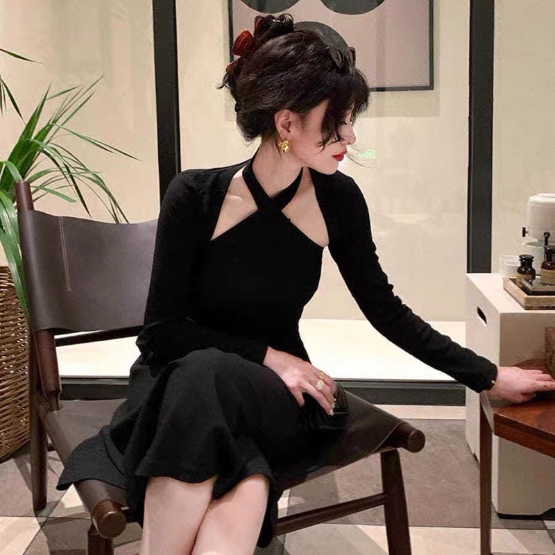 Set Váy Len Yếm Kèm Cardigan Khoác (Ảnh Video Thật) Đầm Len Cổ Yếm Hàng Quảng Châu Loại 1 Dày Dặn | BigBuy360 - bigbuy360.vn