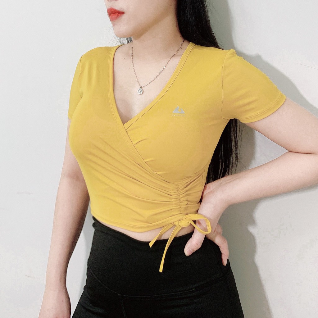Áo Croptop Dây Rút NAQIYABEI  Nữ Tập Gym Yoga Aerobic Thể Thao Tay Đùi Siêu Đẹp Cá Tính Sexy Evasport | BigBuy360 - bigbuy360.vn