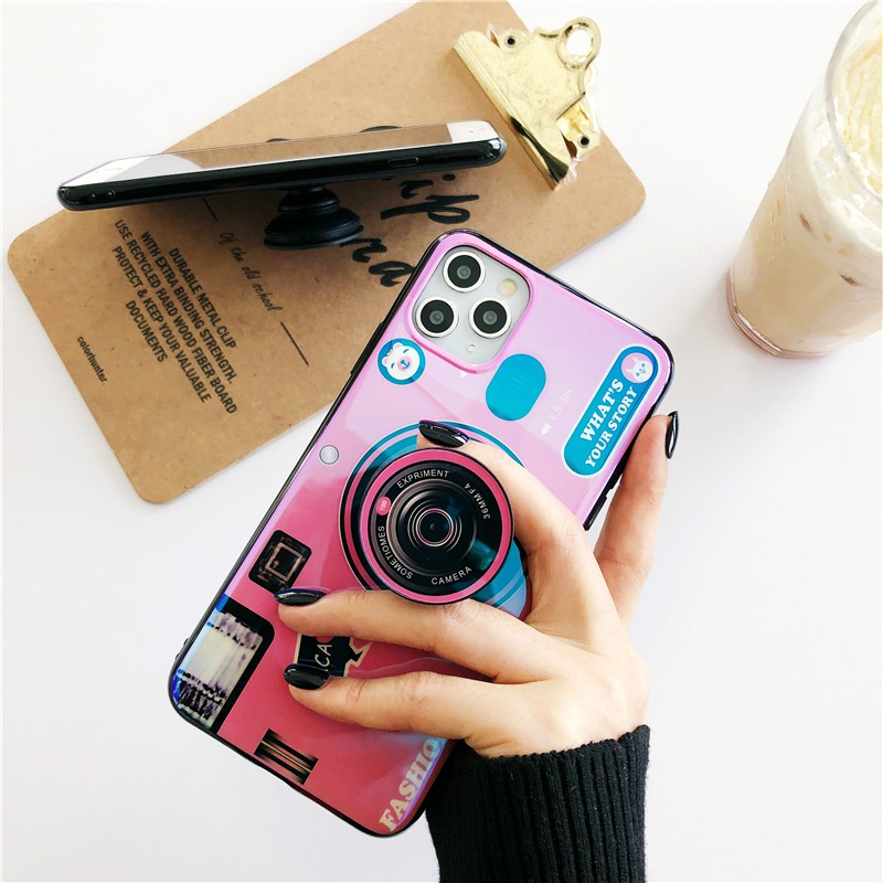 Ốp lưng Samsung S20 S20+ S10 S10+ S9 S9+ S8 S8+ M31 M30S M21 A9 A6 A6+ Note 20 Ultra 10 9 8 Pro Plus Prime Lite 2018 Camera Sweetheart Soft TPU case cover+stand