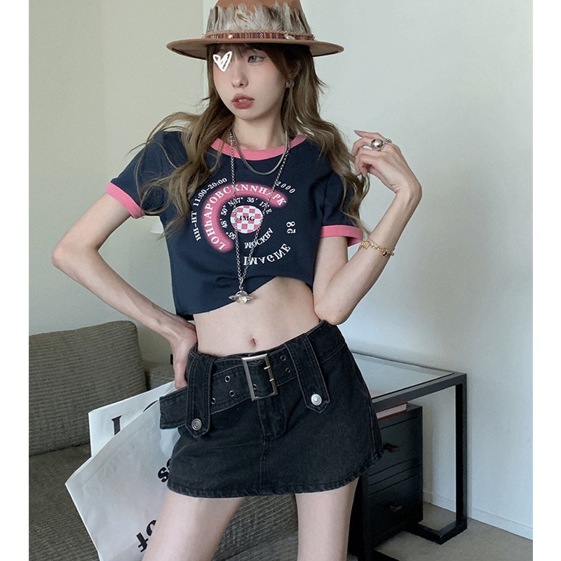 Chân Váy Denim Chữ A Lưng Cao Thời Trang Mùa Hè Cho Bé Gái