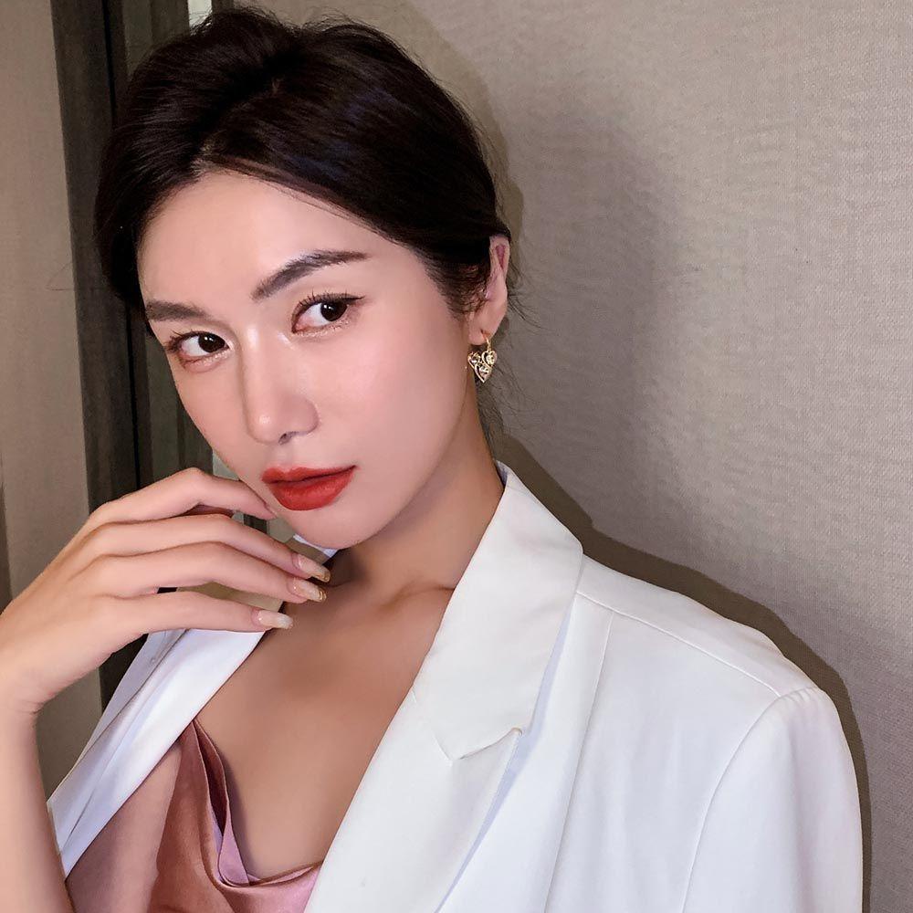 Bông Tai Dáng Dài Hình Trái Tim Thời Trang Cho Nữ