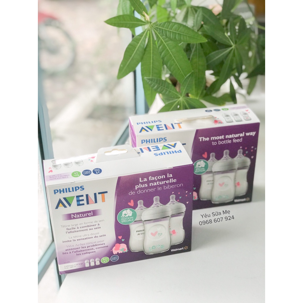 Bình sữa avent natural 260ml cho bé họa tiết xinh xắn
