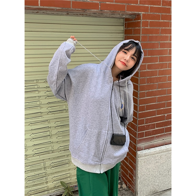 Áo Hoodie Tay Dài Dáng Rộng In Hình Chú Voi Kiểu Hàn Quốc Dễ Thương