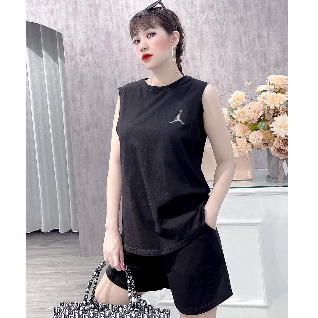 Bộ mặc nhà nữ mùa hè sát nách , đồ bộ bigsize chất cotton Gemmy House PUMA1