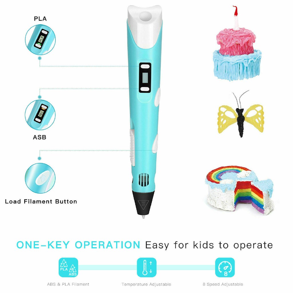 Bút vẽ 3D kèm sợi tạo mô hình 3 chiều độc đáo, in hình 3D nhiều màu sắc cho bé thỏa sức sáng tạo