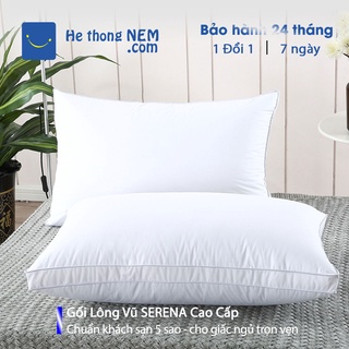 Gối Lông Vũ Nhân Tạo Serena Cao Cấp Ruột Gối Lông Vũ Mềm Kê Cổ Gối Đầu Nằm Ngủ Ngon Chuẩn Khách Sạn Năm Sao