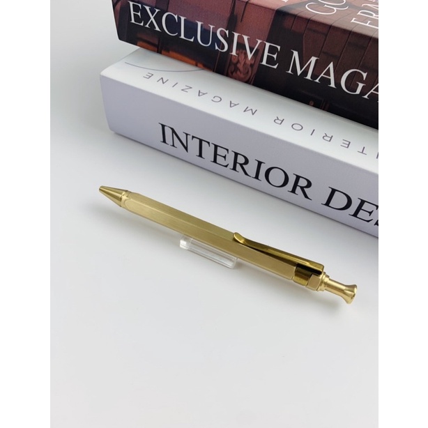 Bút bi bấm bằng đồng thau nguyên khối