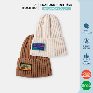 Mũ Len Dài BEANIE Hàn Quốc Thêu Chữ Authentic NhiềU Màu, Nón Len ThờI Trang Nam Nữ Đệt Kim Cao Cấp B015