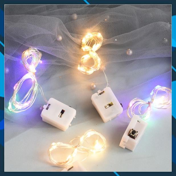 Dây đèn led đom đóm 1m/2m dùng pin, dây led fairylight decor phòng kèm pin sẵn, đủ màu sắc