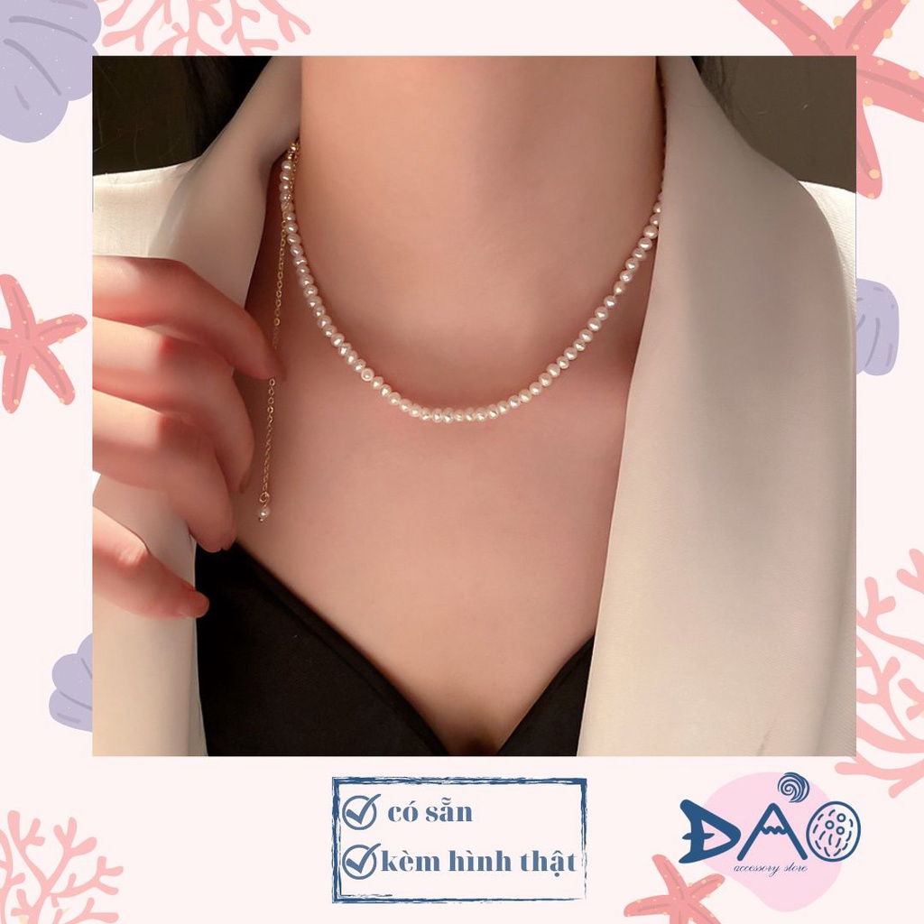 Dây chuyền - Vòng cổ chuỗi hạt cườm trắng ngà( kèm hình Đảo chụp )
