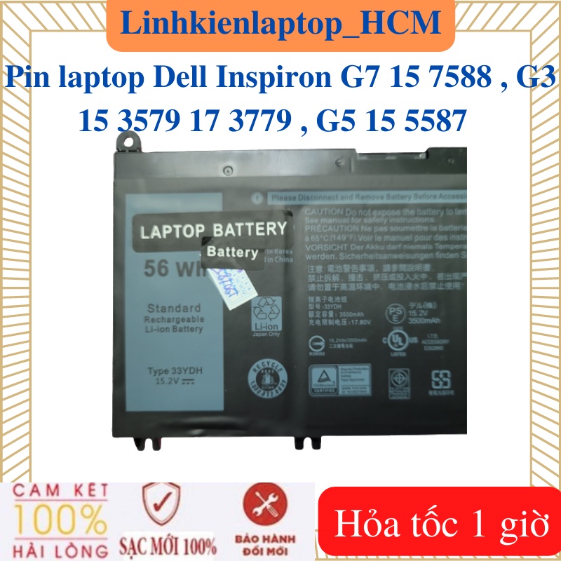 Pin Dell 33YDH - Pin laptop Dell Inspiron G7 15 7588 , G3 15 3579 17 3779 , G5 15 5587