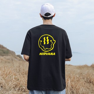 Áo phông NIRVANA mặt méo độc lạ đủ màu tay lỡ form rộng ( Đen, Trắng )