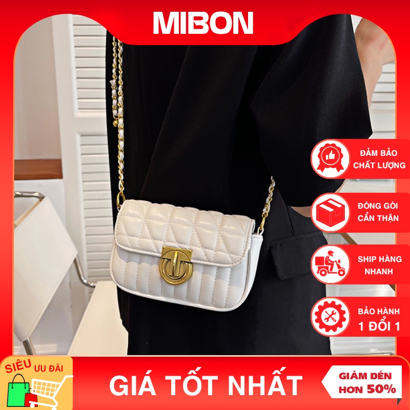 Túi xách nữ, túi đeo chéo da trám khóa xoay tròn thời trang cao cấp