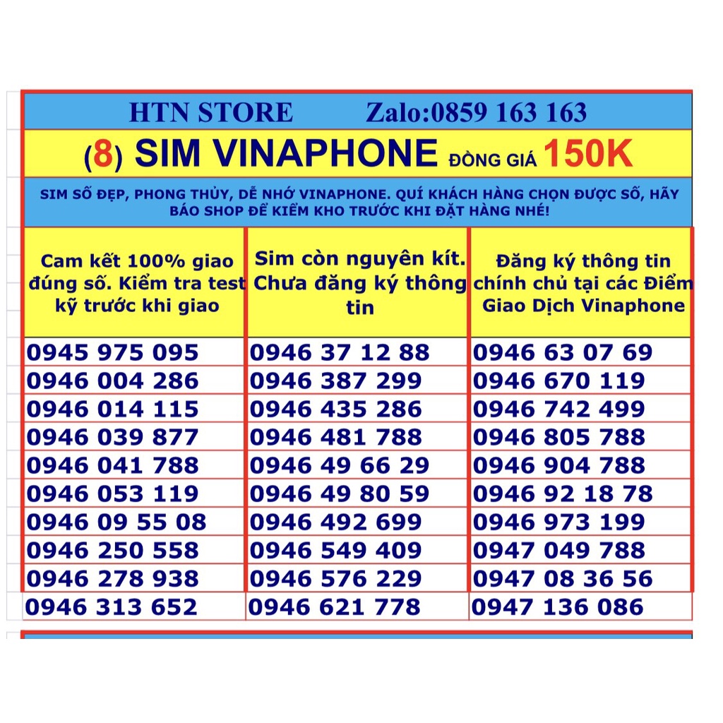 Sim vina số đẹp giá rẻ đồng giá 179k