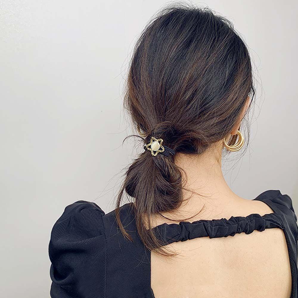 NICKOLAS Dây Buộc Tóc Hình Bông Tuyết / Vuông Bằng Kim Loại Phong Cách Retro Cho Nữ