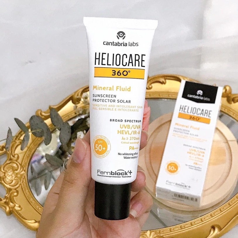 Kem Chống Nắng Heliocare 360 Mineral Fluid SPF 50+ - KEM CHỐNG NẮNG VẬT LÝ, KIỀM DẦU, PHỔ RỘNG