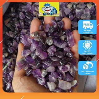 Đá vụn màu tím - amethyst, đá thanh tẩy, vụn đá phong thuỷ dùng trang trí, thả bể cá, làm đồ vật may mắn