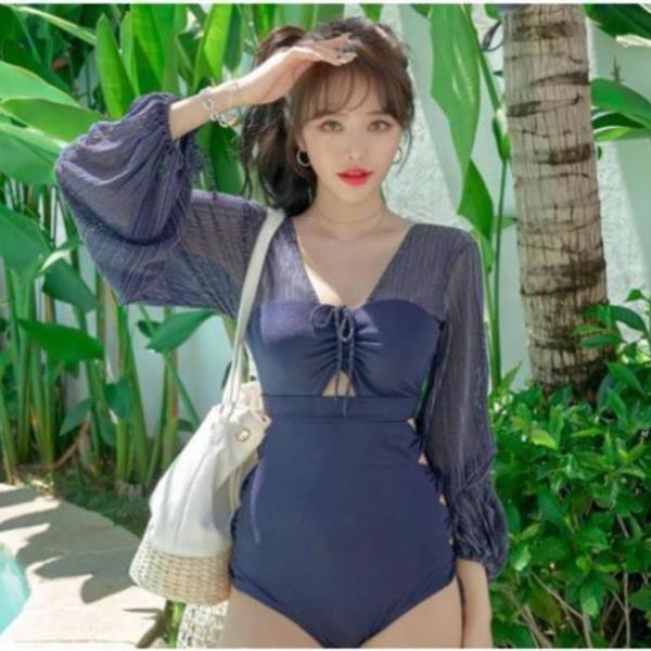 Đồ bơi nữ kín đáo dài tay 💝QUEEN BIKINI💝 Bikini 1 mảnh liền thân tím Quảng châu đi biển BIK007  ྇  ྇ ་  ྇