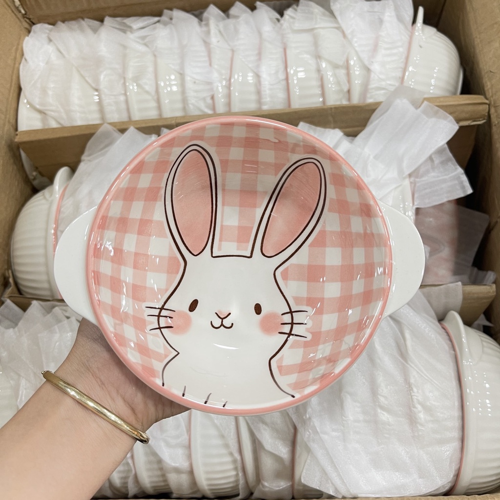 Bát Ăn Cơm, Bộ Chén Dĩa Dễ Thương Thỏ Hồng Bát Đĩa Sứ Decor Đẹp Cute Cao Cấp