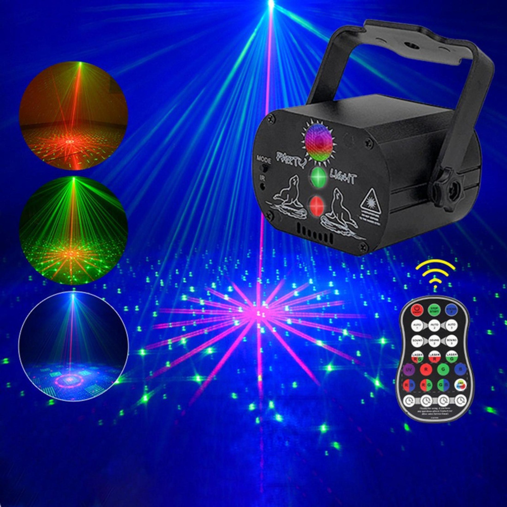 60 Mô Hình Mini Đèn LED Laser Đèn Sân Khấu Đèn Disco Điều Khiển Bằng Giọng Nói Âm Nhạc Máy Chiếu Laze Đảng LED