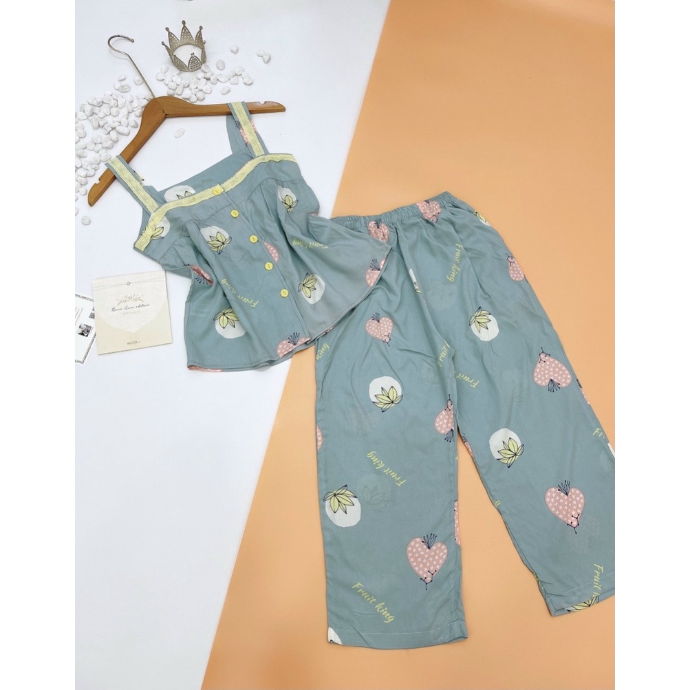 Bộ tole lanh 2 dây viền ren quần 7 tấc