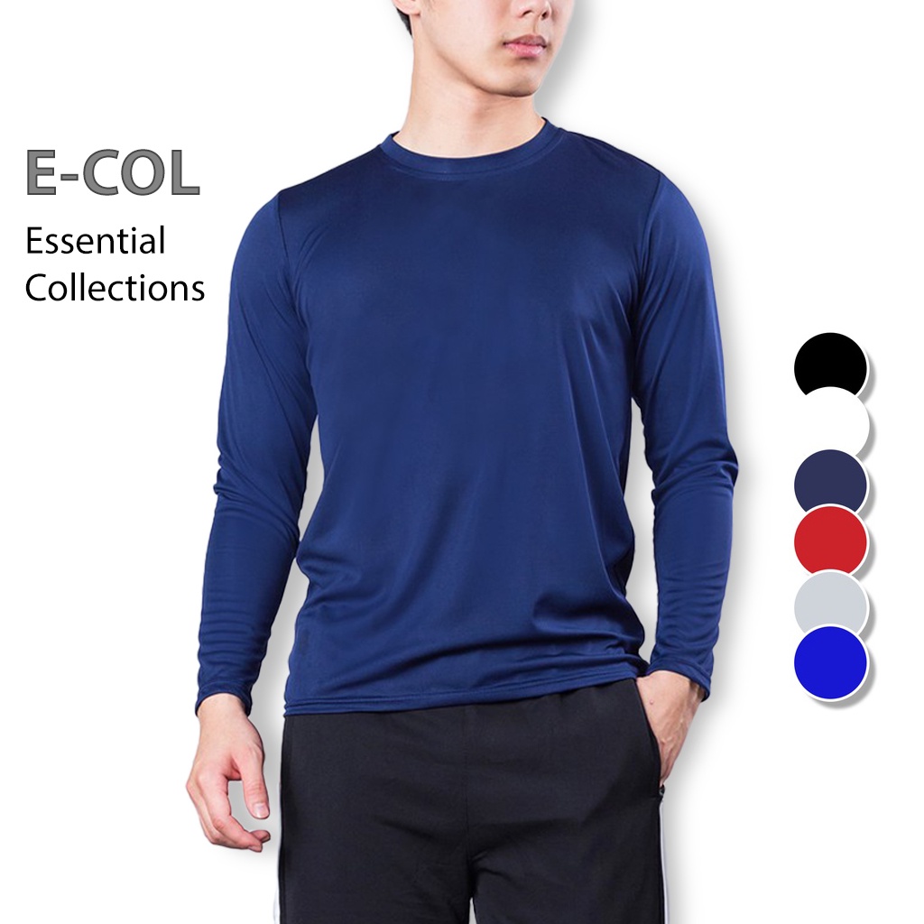 Áo thun tay dài trơn E-COL giữ nhiệt thể thao Nam (45-90kg) Phom đẹp chất vải dày dặn