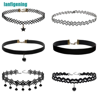 Set 6 Vòng Cổ Choker Dây Nhung Đen Thời Trang