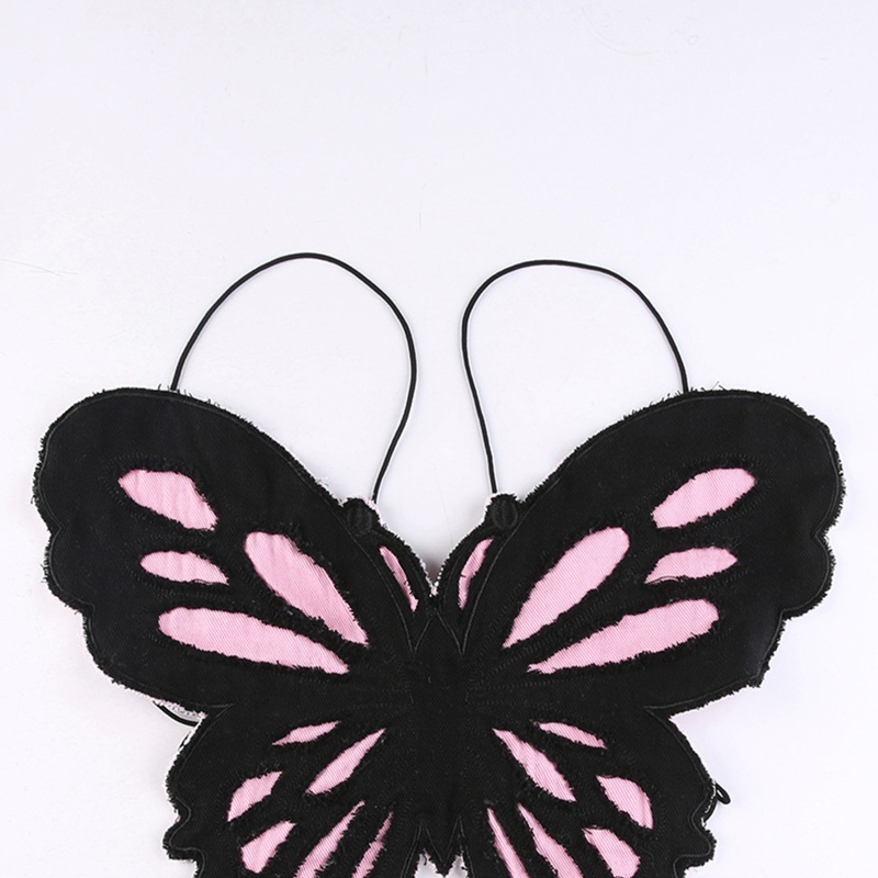 Áo Crop Top Hai Dây Cổ Chữ V Cột Dây Hở Lưng Họa Tiết Cánh Bướm Nhiều Màu Quyến Rũ Phong Cách Harajuku Cho Nữ