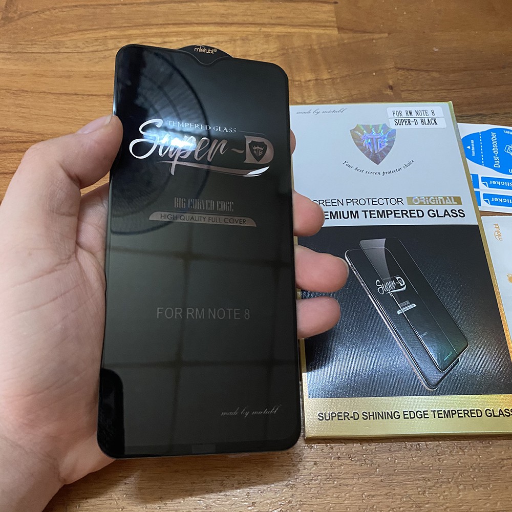 Kính cường lực Xiaomi Redmi Note 8 Super-D MIETUBL Full viền Đen Fullbox