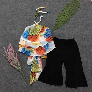 Bộ kiểu quần ống loe áo voan hoa thời trang