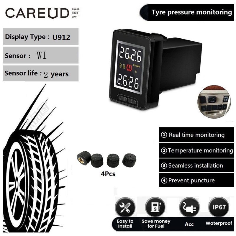 Cảm biến áp suất lốp xe hơi CAREUD TPMS U912-WI dành cho Toyota Mitsubishi Honda Suzuki Mazda