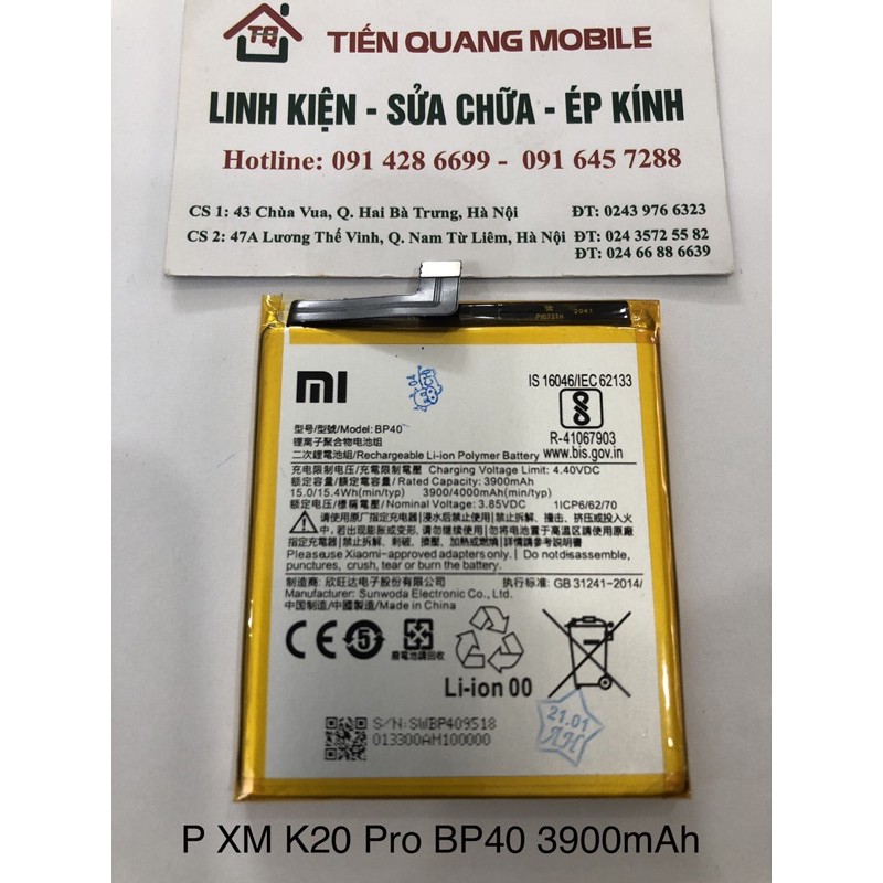 Pin Xiaomi K20 Pro/BP40 3900mAh