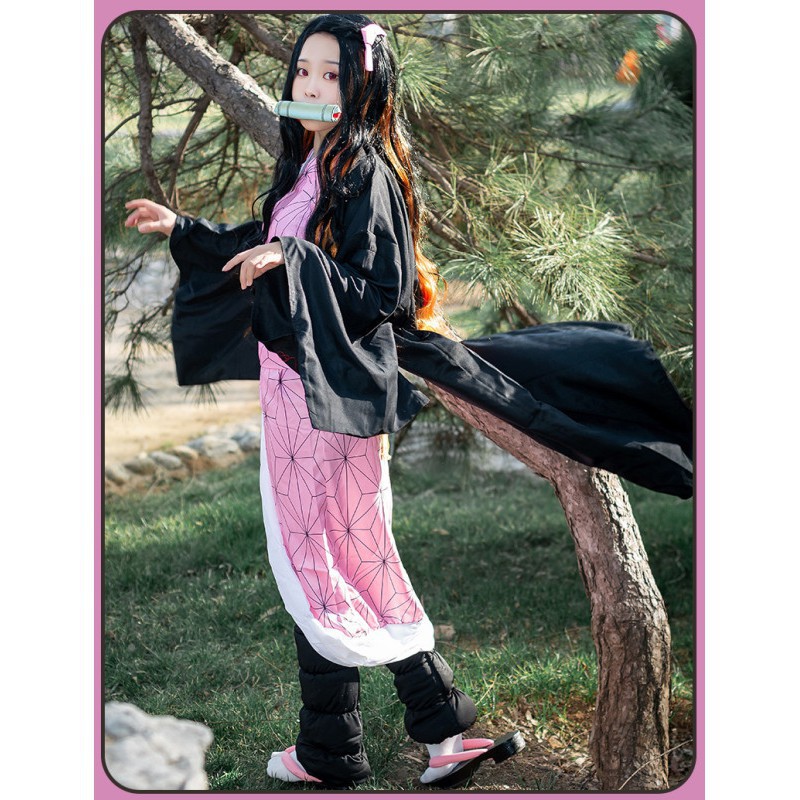 Bộ kimono và phụ kiện hóa trang nhân vật Demon Slayer Kimetsu No Yaiba Nezuko cho nữ