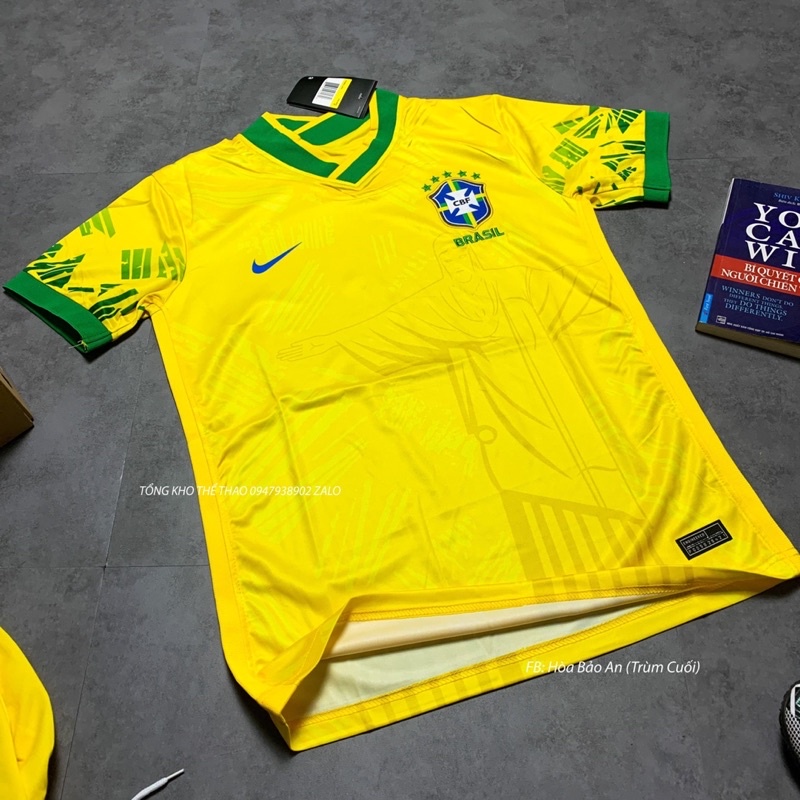 BỘ QUẦN ÁO ĐÁ BANH ĐỘI TUYỂN BRAZIL MÙA GIẢI 2023 CAO CẤP QUẦN VÀNG