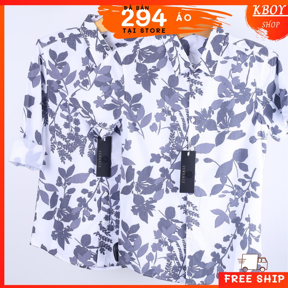 Áo sơ mi nam hoa tiết, hàng quãng châu loại 1, Hai màu trắng/đen .Không xù, không phai màu (TayD-TayN)  - T8731