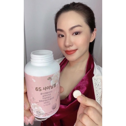 Viên ngậm hủy nám trắng da Shining pearl 6s Hàn - vị đào