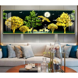 Tranh treo tường Phong thủy phượng hoàng dưới ánh trăng chất liệu bóng kiếng hoặc vải canvas ooopic_19230911