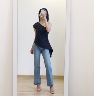 Áo lệch tay dài tà