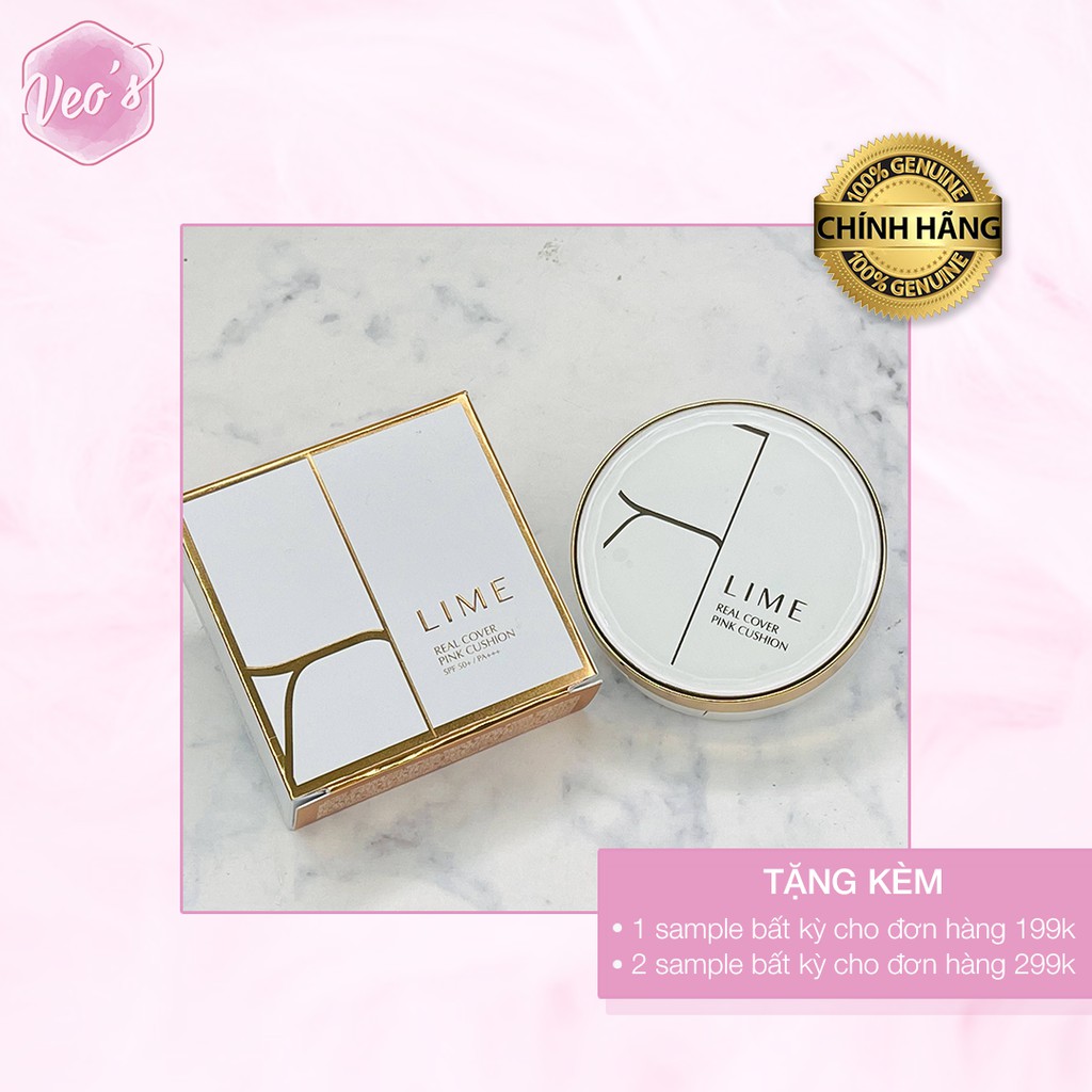 Phấn nước Kiềm dầu Hồng tự nhiên Cushion LIME Real Cover Pink SPF50/PA+++