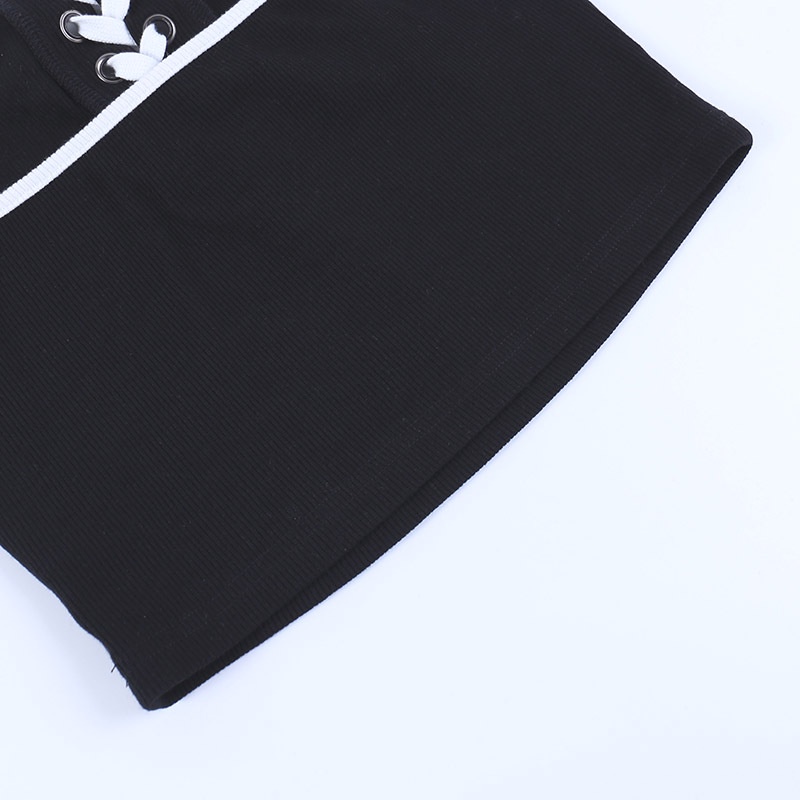 Áo Tank Top Hở Lưng Cột Dây In Hoạ Tiết Xương Cá Tính Trẻ Trung Dành Cho Nữ