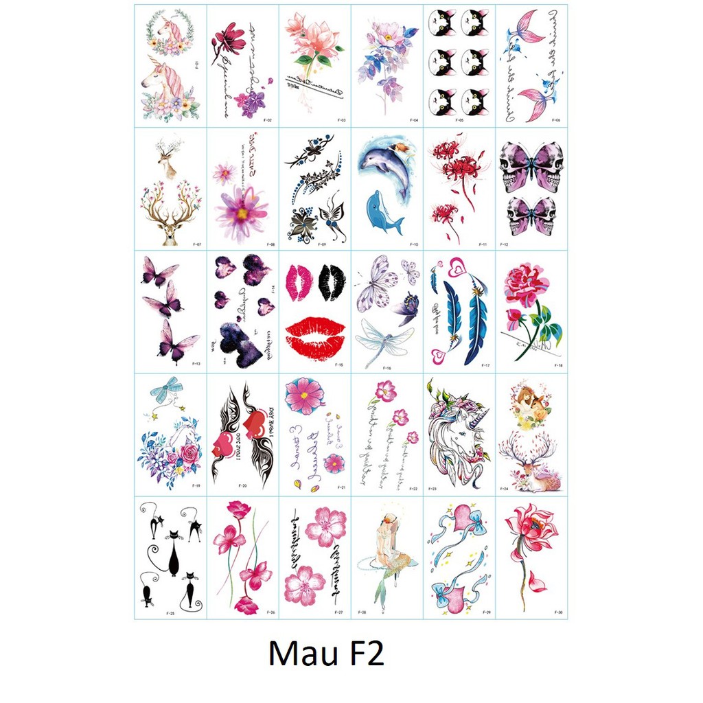 Bộ 30 Tờ Hình Xăm Nước Tha Thu