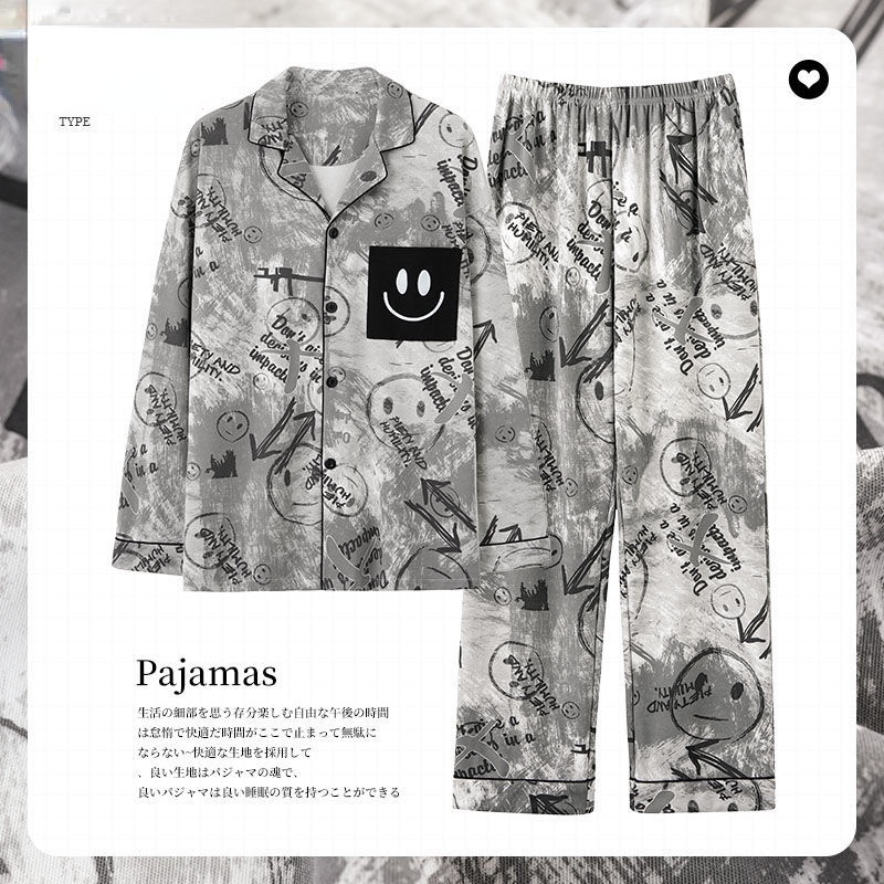 Bộ Đồ Ngủ Áo Thun Cotton Mỏng Tay Dài + Quần Dài Thời Trang Cho Nam