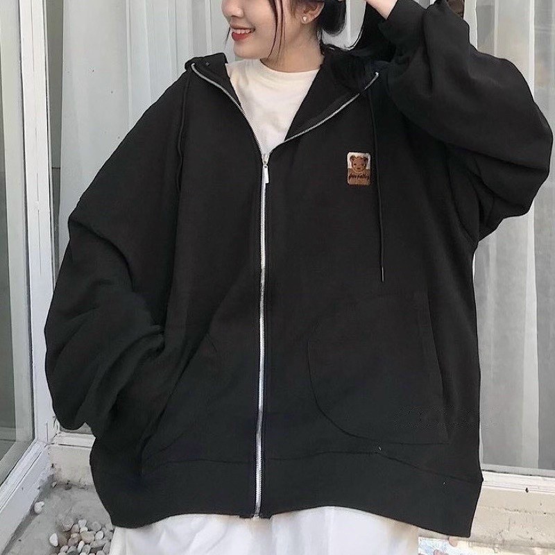 Áo Khoác Nỉ Hoodie Nữ Thu Đông Logo In Hình Gấu Siêu Dễ Thương Chất Nỉ Ngoại Bông Mềm Mịn Thoáng Mát Cao Cấp Hót Trend_X