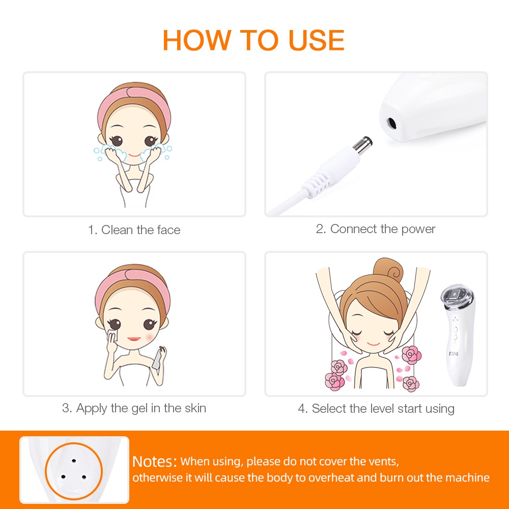 Foreverlily Máy Mát Xa Nâng Cơ Mặt/Cổ/Cổ Tần Số Sóng Siêu Âm