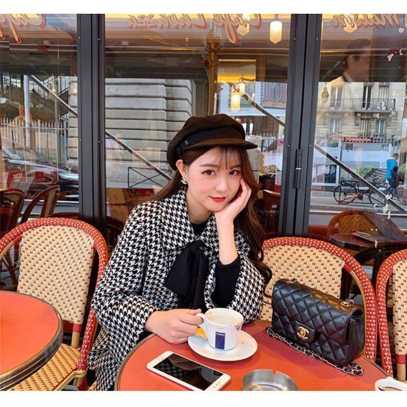 SÉT ÁO KHOÁC DẠ MIX CHÂN VÁY KẺ