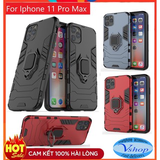 Ốp lưng Iphone 11 Pro Max Ironman chống sốc cao cấp kèm iring 360 độ chống xem video tiện lợi 3 màu