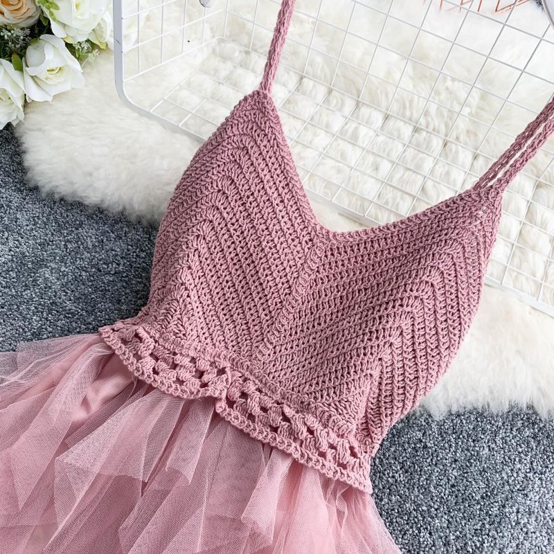 Boho Đan Chắp Vá Lưới Sexy V Cổ Spaghetti Dây Đeo Mùa Hè Midi Dài Dress Đảng Phụ Nữ Casual Bãi Biển Kỳ Nghỉ Không Thường