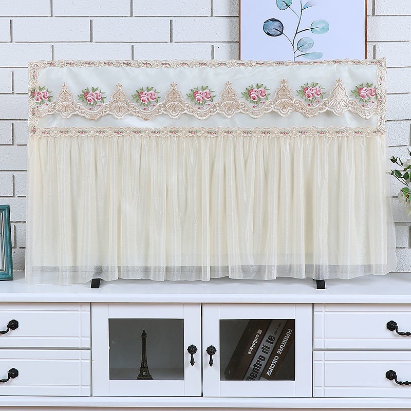 Tấm che TV treo màn hình LCD 55 inch 32 inch mặt cong 65 lớp vải bọc ren TV đặt treo tường | BigBuy360 - bigbuy360.vn